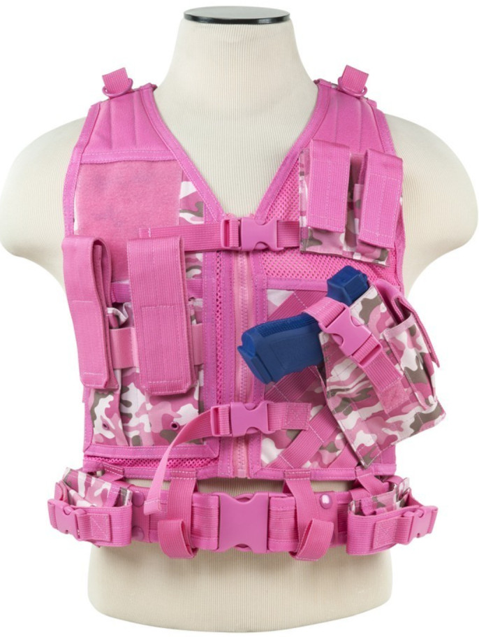 VISM Zip-Up Tactical Vest Set Rifle/Pistol hunting shooting XSM-SMALL PINK CAMO