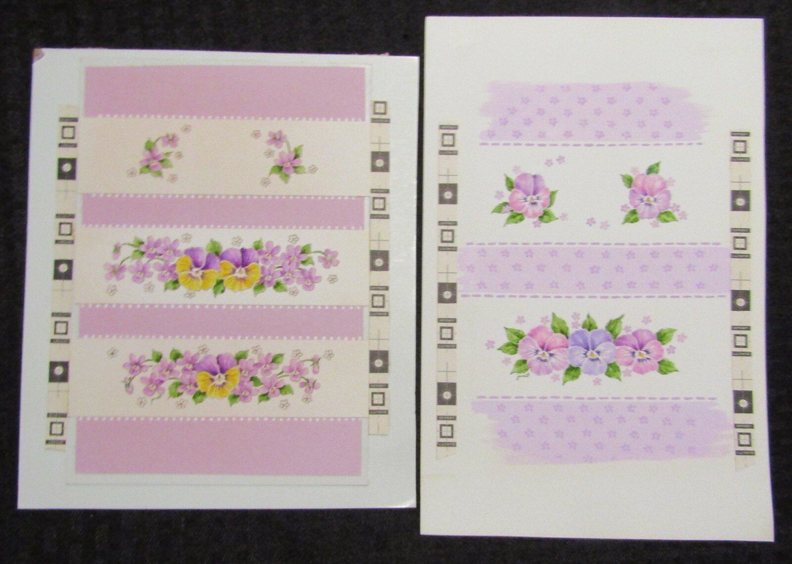 SOMEONE SPECIAL Violet Purple Yellow Flowers 6.5x10" Greeting Card Art LOT of 2
