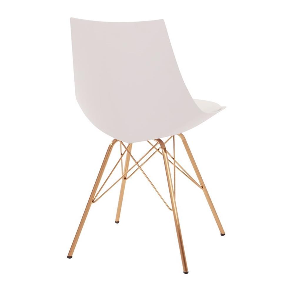 Oakley Chair in White Faux Leather with Gold Chrome Base