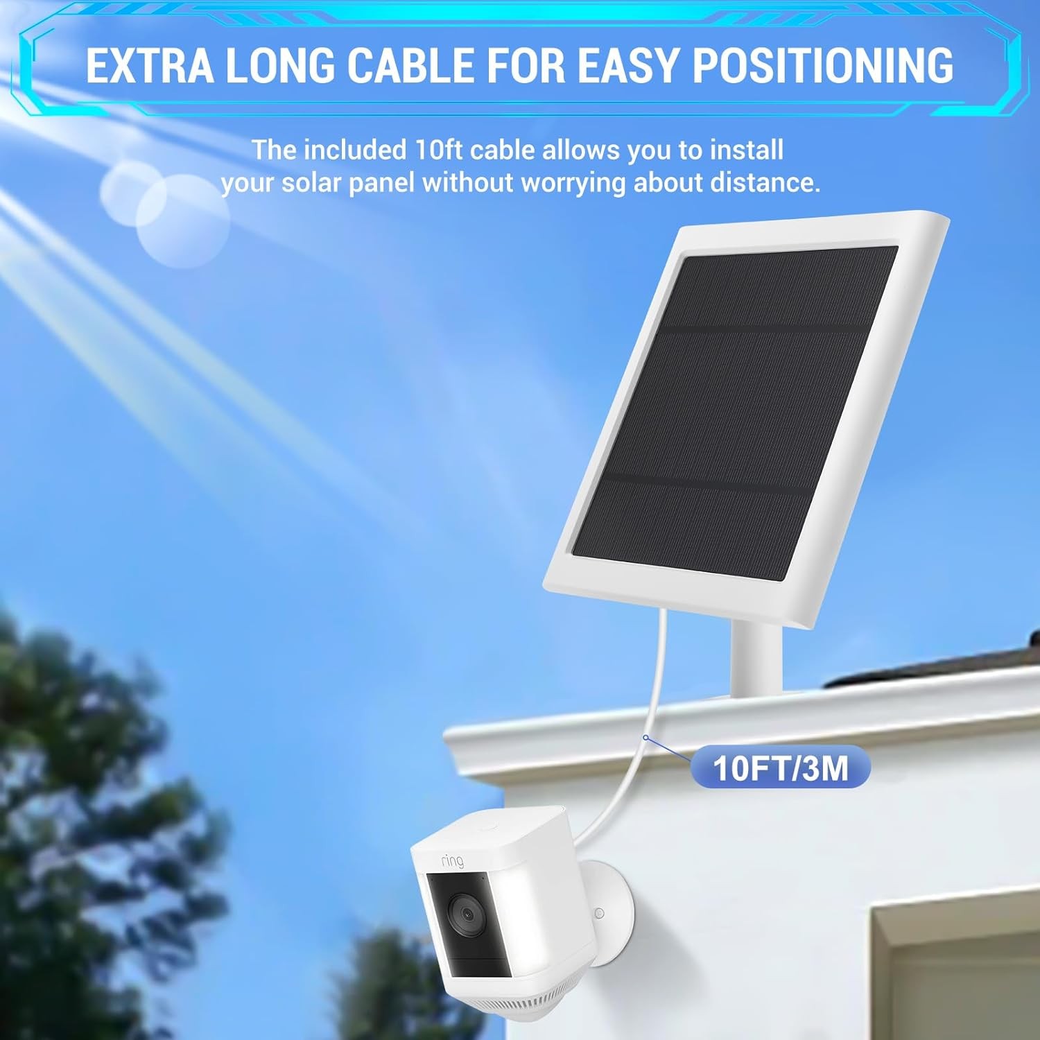 2 Pack - Solar Panel for Ring Security Camera Spotlight Cam 2