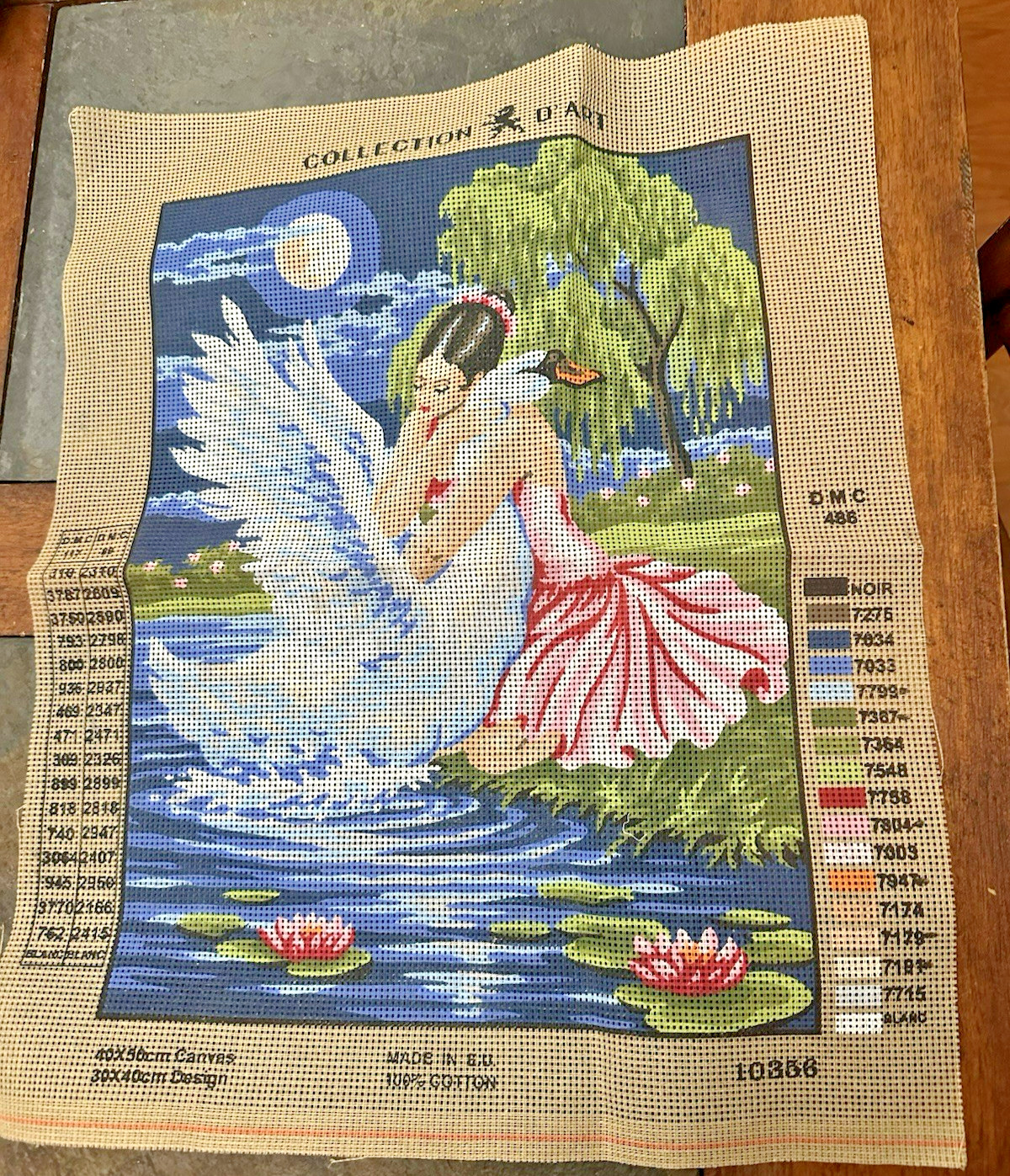 Collection D'Art needlepoint canvas DANCER & THE SWAN 12" x 16" # 10356