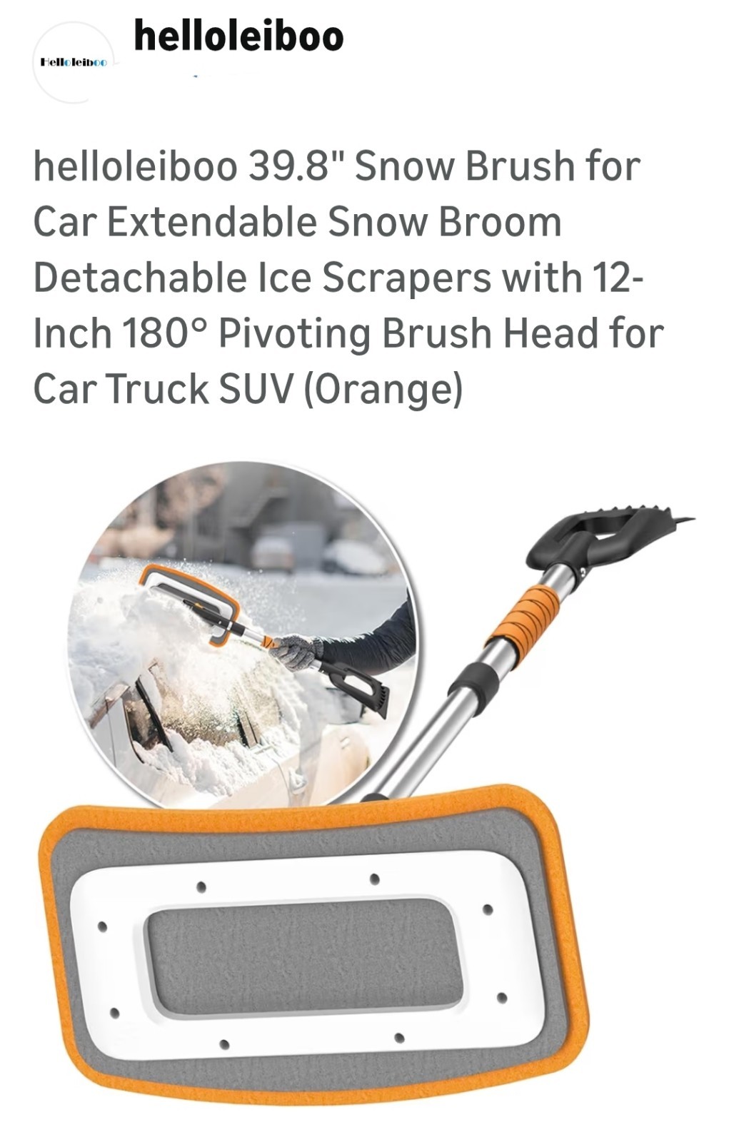 helloleiboo 39.8" Snow Brush for Car Extendable Snow Broom Detachable Ice...