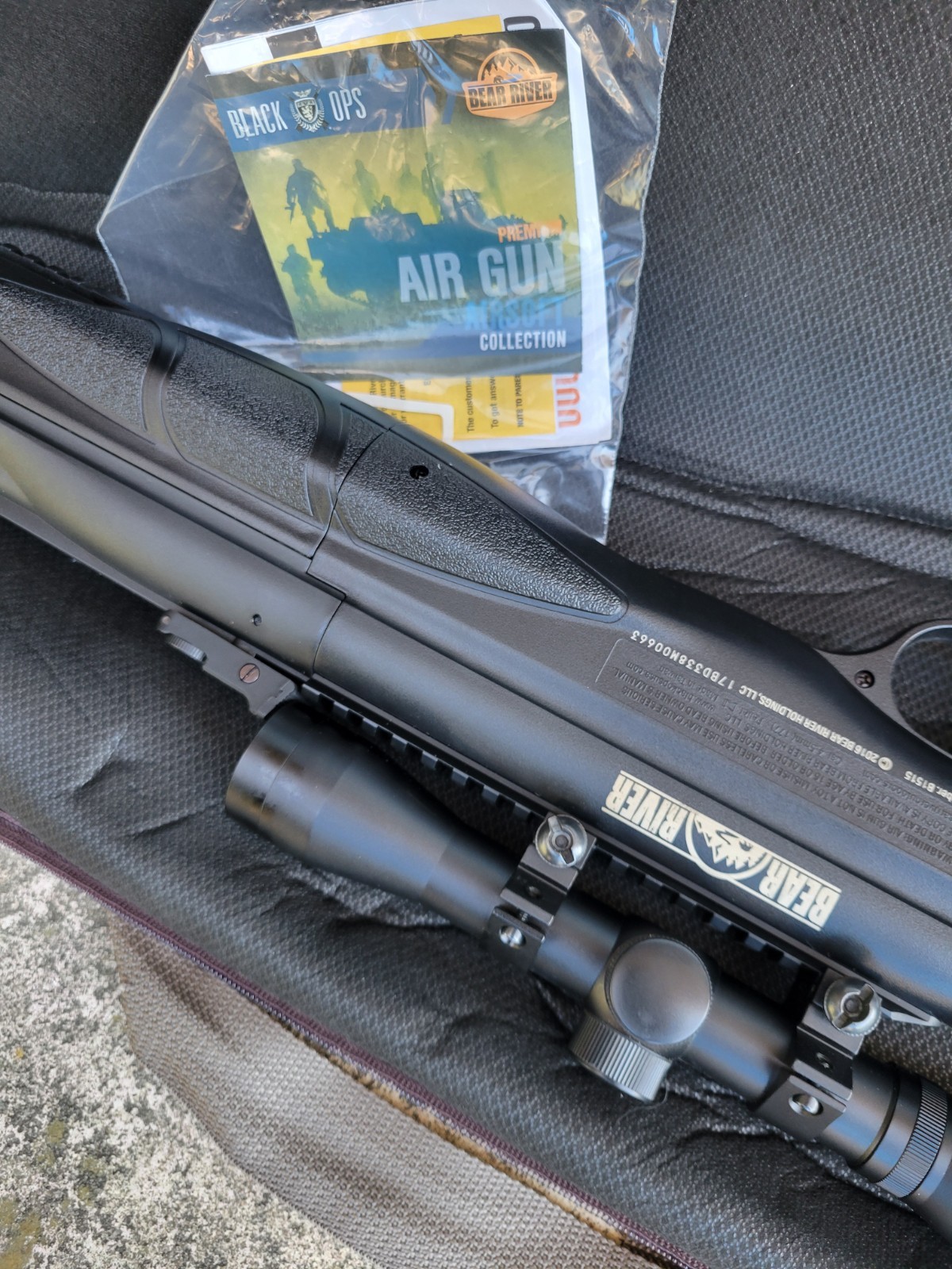 Bear River Black Ops .177 Break Barrel Air Rifle Scope Case Adjustable Stock