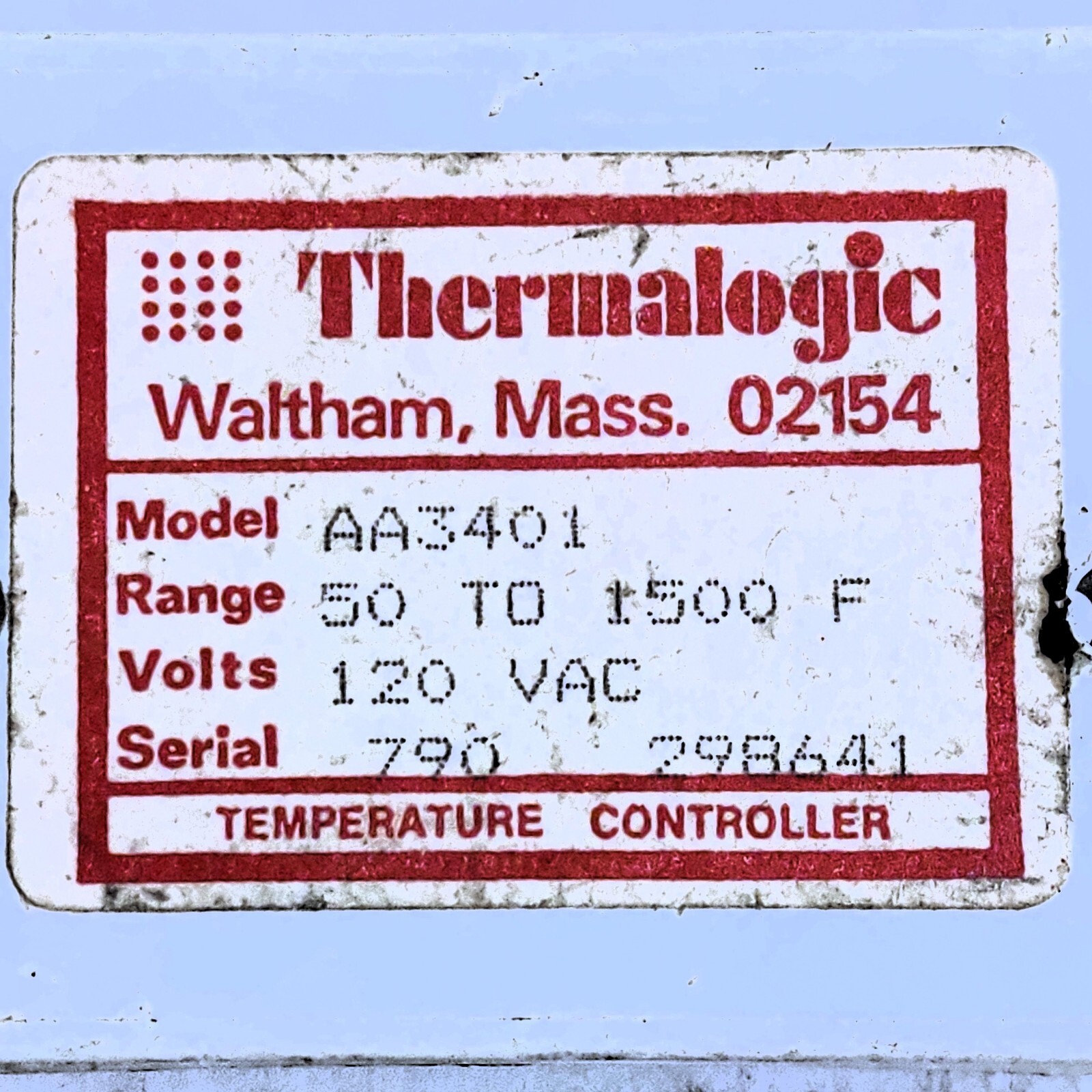 THERMALOGIC AA3401 TEMPERATURE CONTROLLER 50-1500F 120VAC