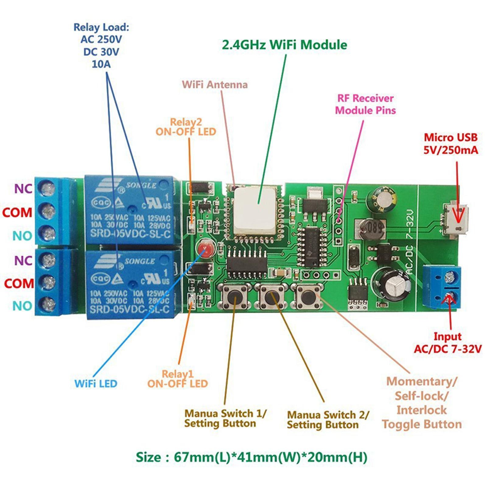 EWelink WiFi Relay Inching Self-Locking Interlock Switch Module For Alexa Google