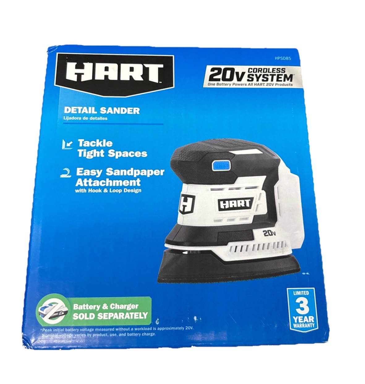 Hart 20v Cordless Detail Sander Tool Only Brand New In Box HPSD85B W/ Sandpaper