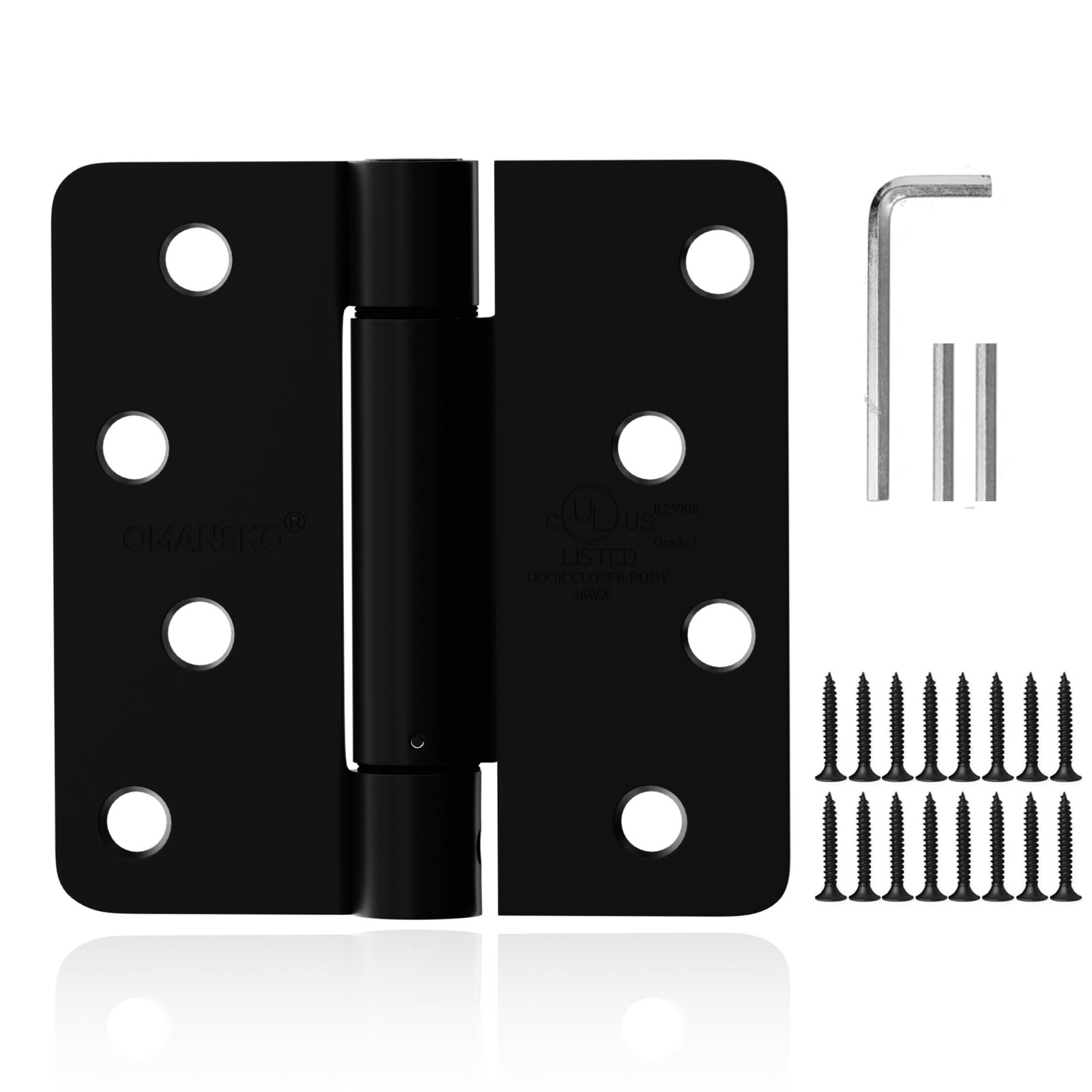 2 Pack Self Closing Door Hinges 4 Inch Matte Black Spring Loaded Auto Close Hing