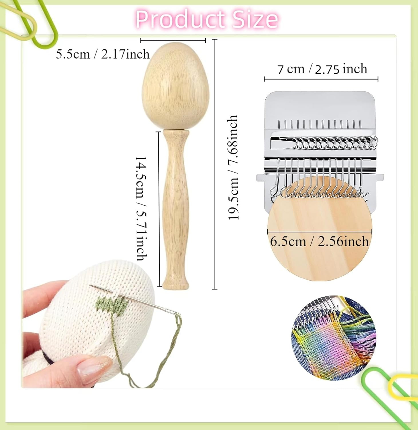 Darning Egg, Mini Darning Loom, Darning Egg Weaving Tool Set with Small Weaving