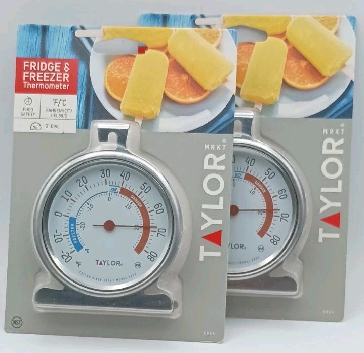 2 TAYLOR Fridge & Freezer Thermometer Food Safety 5924 Unopened -20 to 80+ F & C