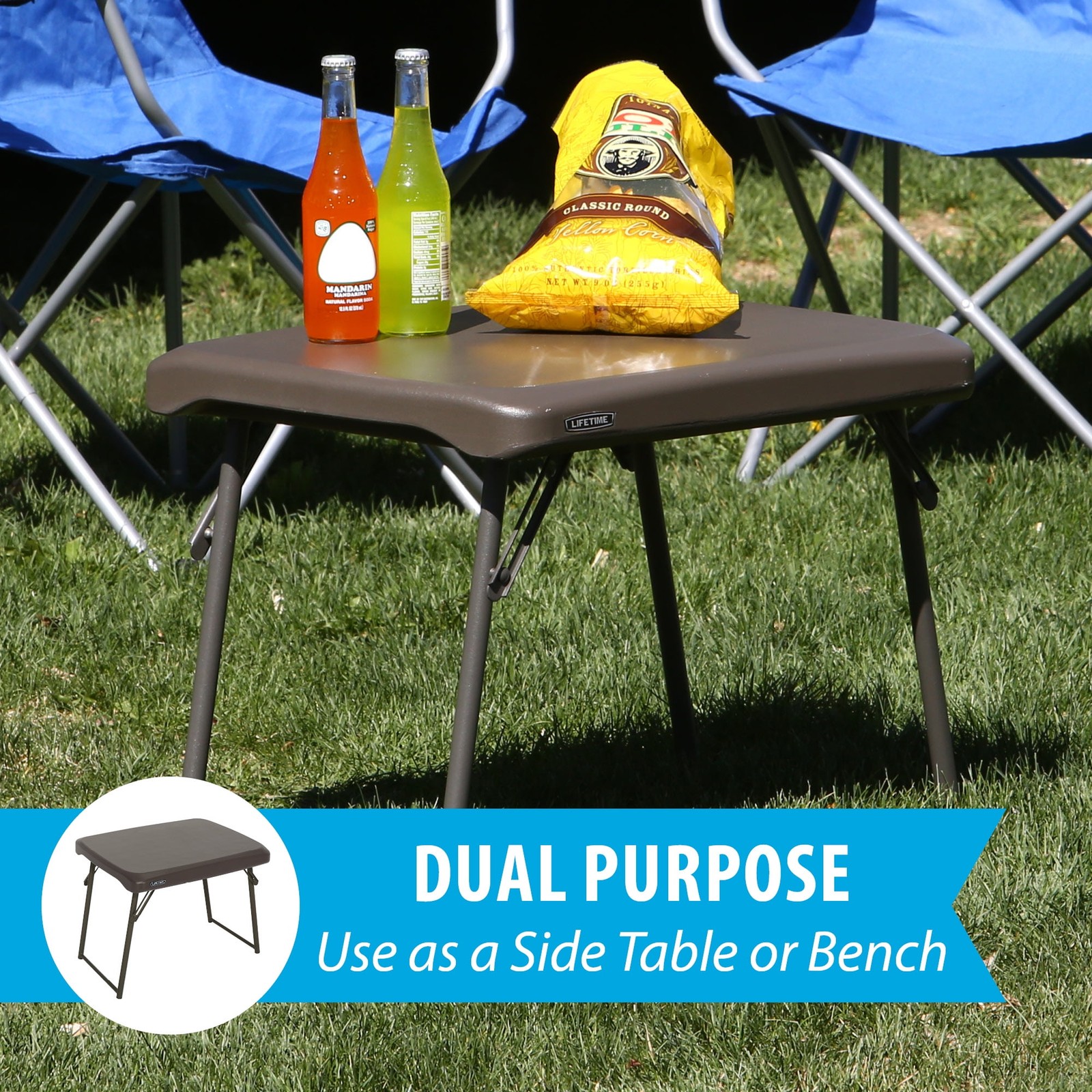 Lifetime 24 inch Compact Rectangle Folding Table, Indoor/Outdoor Light