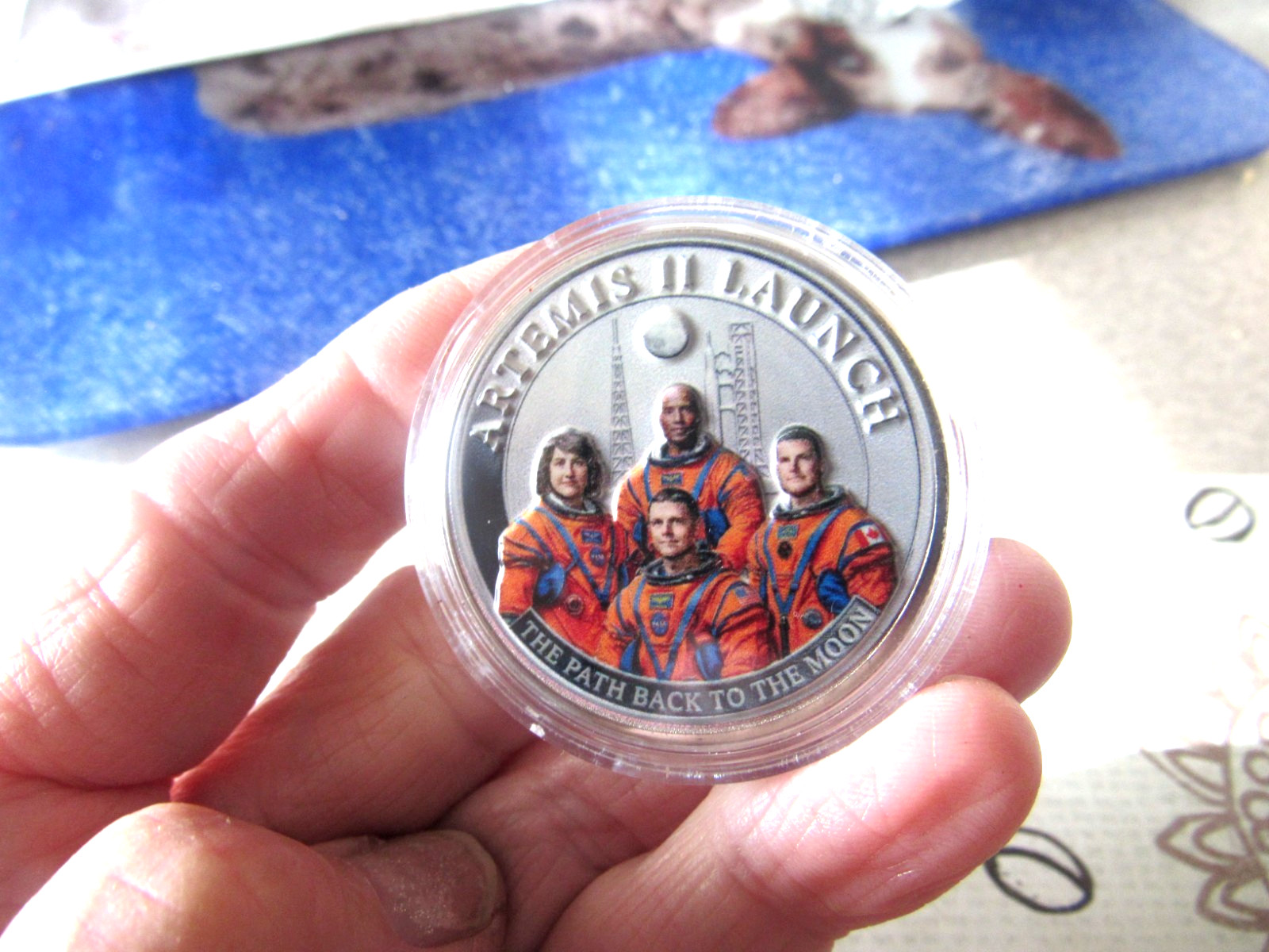 Space Memorbillia COLORED Coin w/ Case Artemis 11Moon LANDING 2026