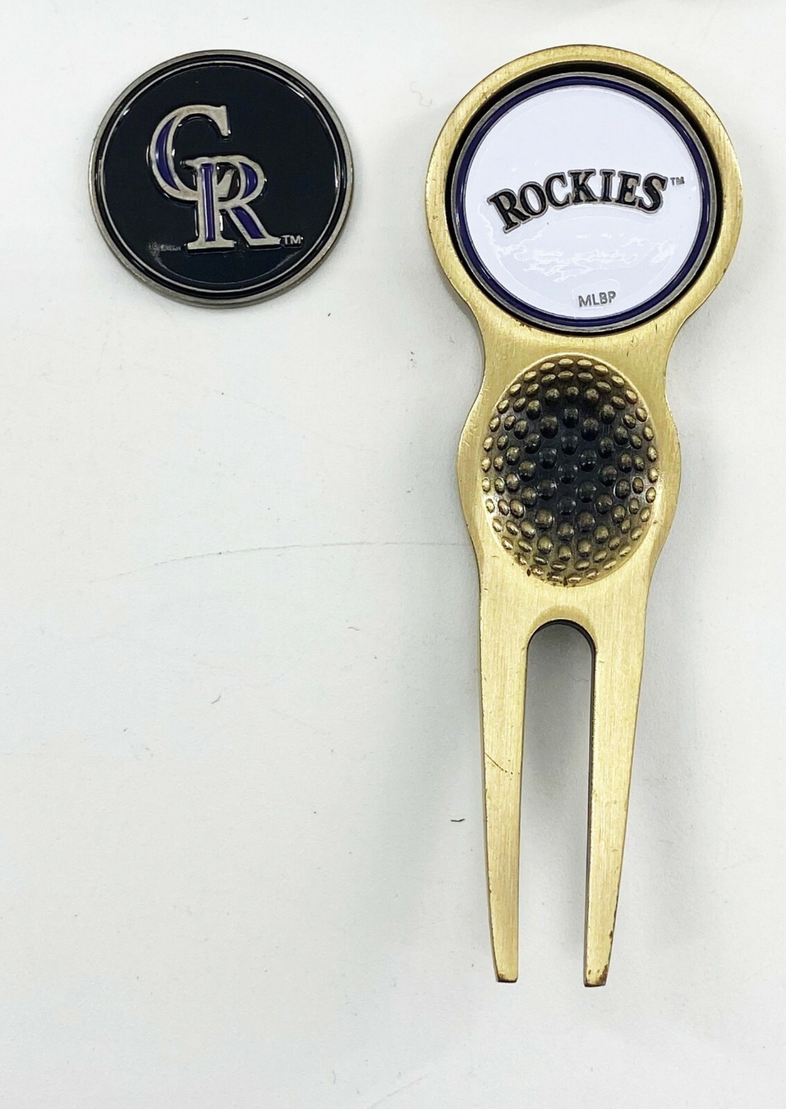 Baseball MLB Golf Divot Repair Tool Silver 2 Prong Ballmark Colorado Rockies