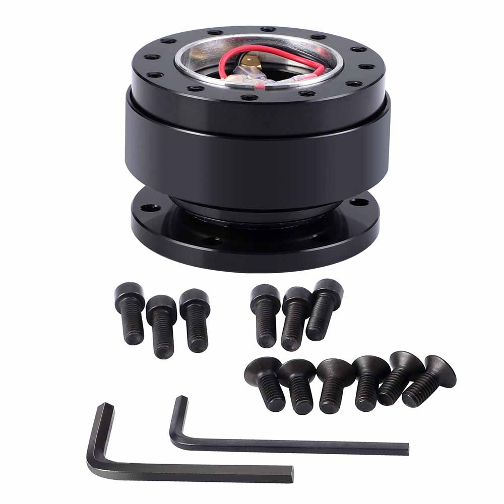 Black Universal Car Steering Wheel Quick Release HUB Adapter Snap Off Boss Kit