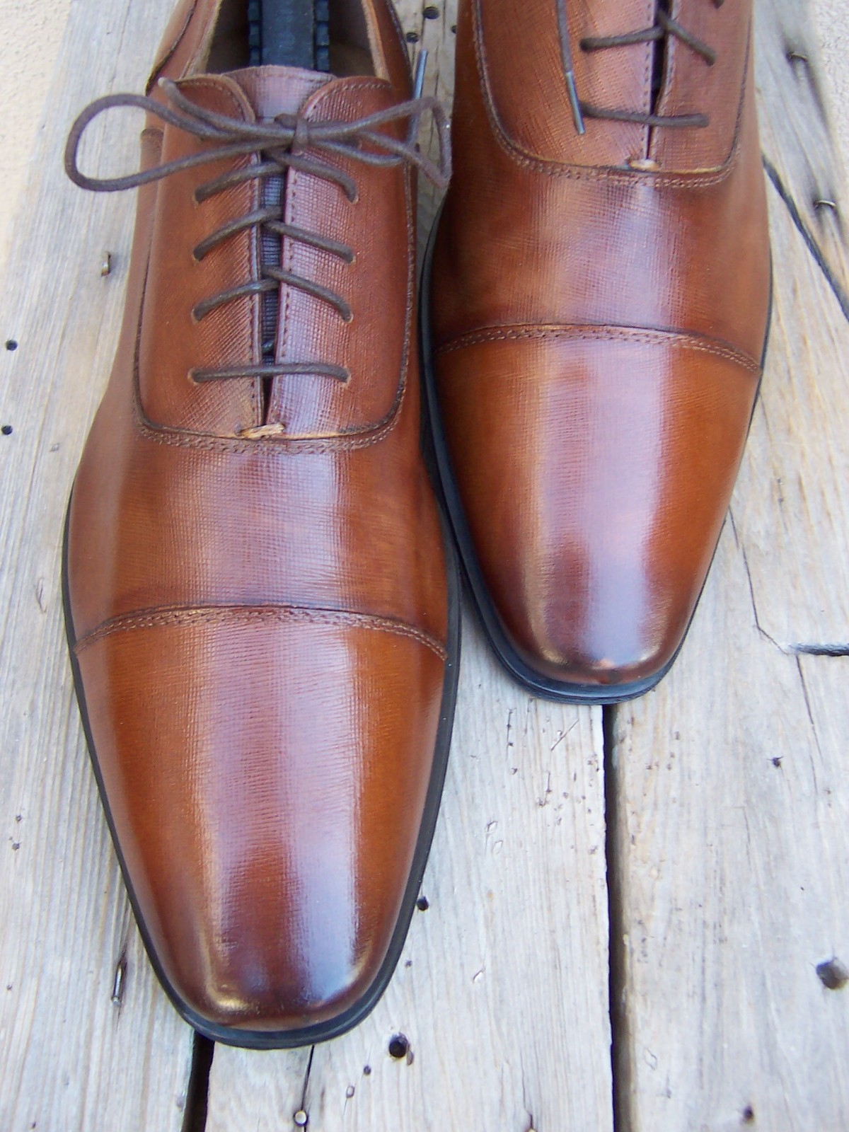 FLORSHEIM Mens Casual Dress Shoes Shaded Brown Leather Cap Toe Oxfords Size 12D