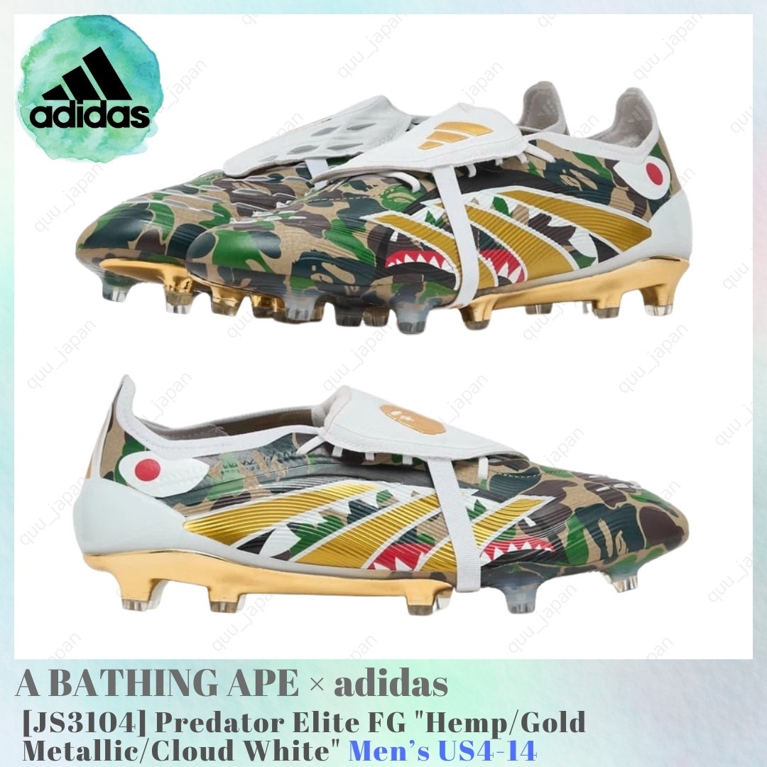 A BATHING APE x adidas Predator Elite FG Hemp Gold Metallic JS3104 Men's US4-14