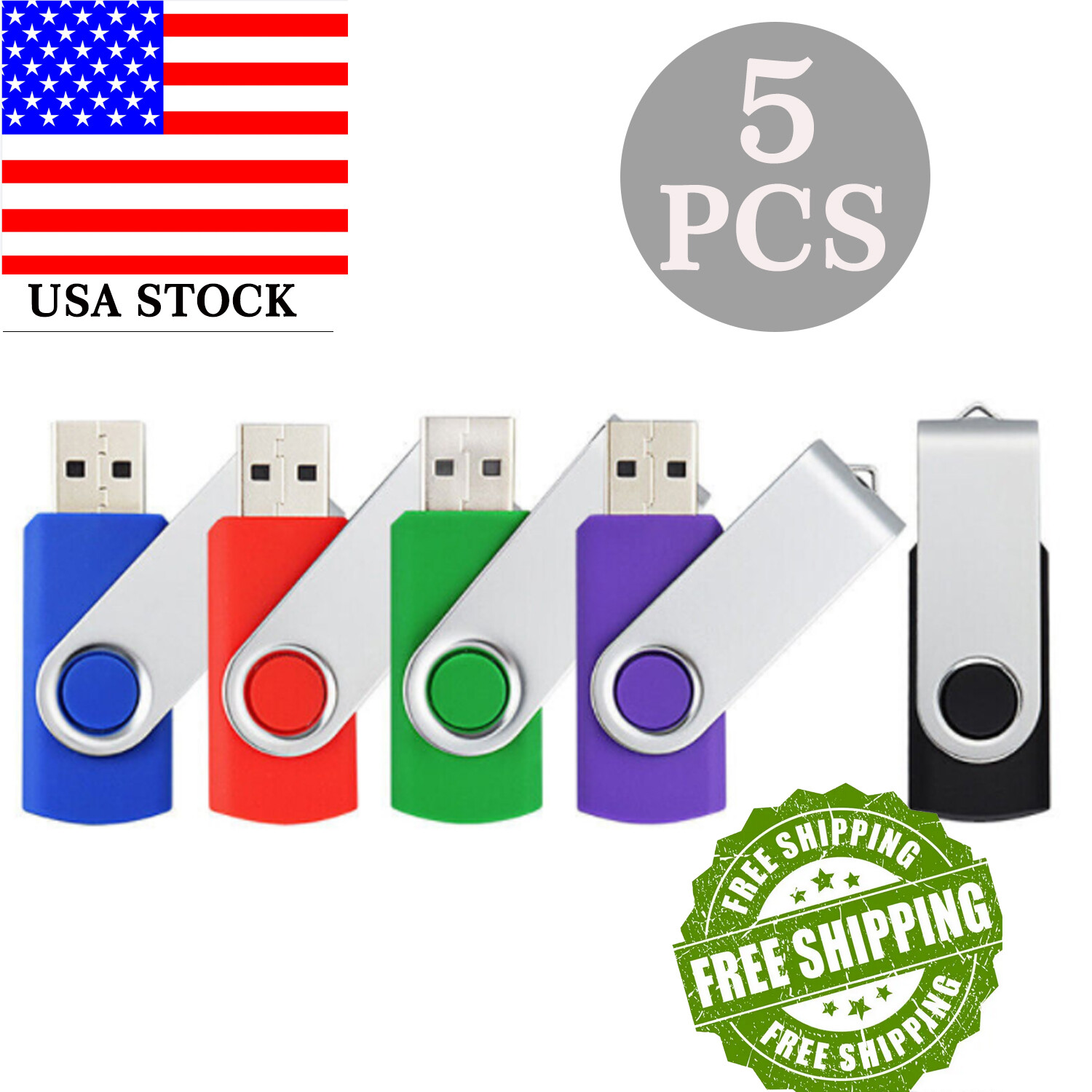 5Pack 32GB Flash Drive Memory Stick USB 2.0 Data Storage Thumb Pen Drives U Disk