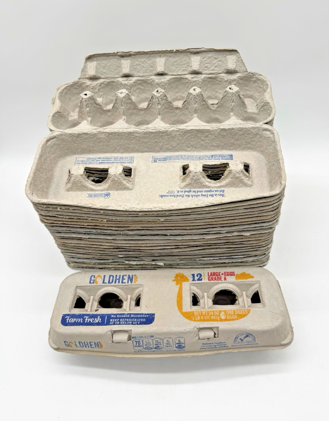 25 PACK - Clean Empty Egg Cartons (12 count) Pulp Paper for Medium or Large Eggs