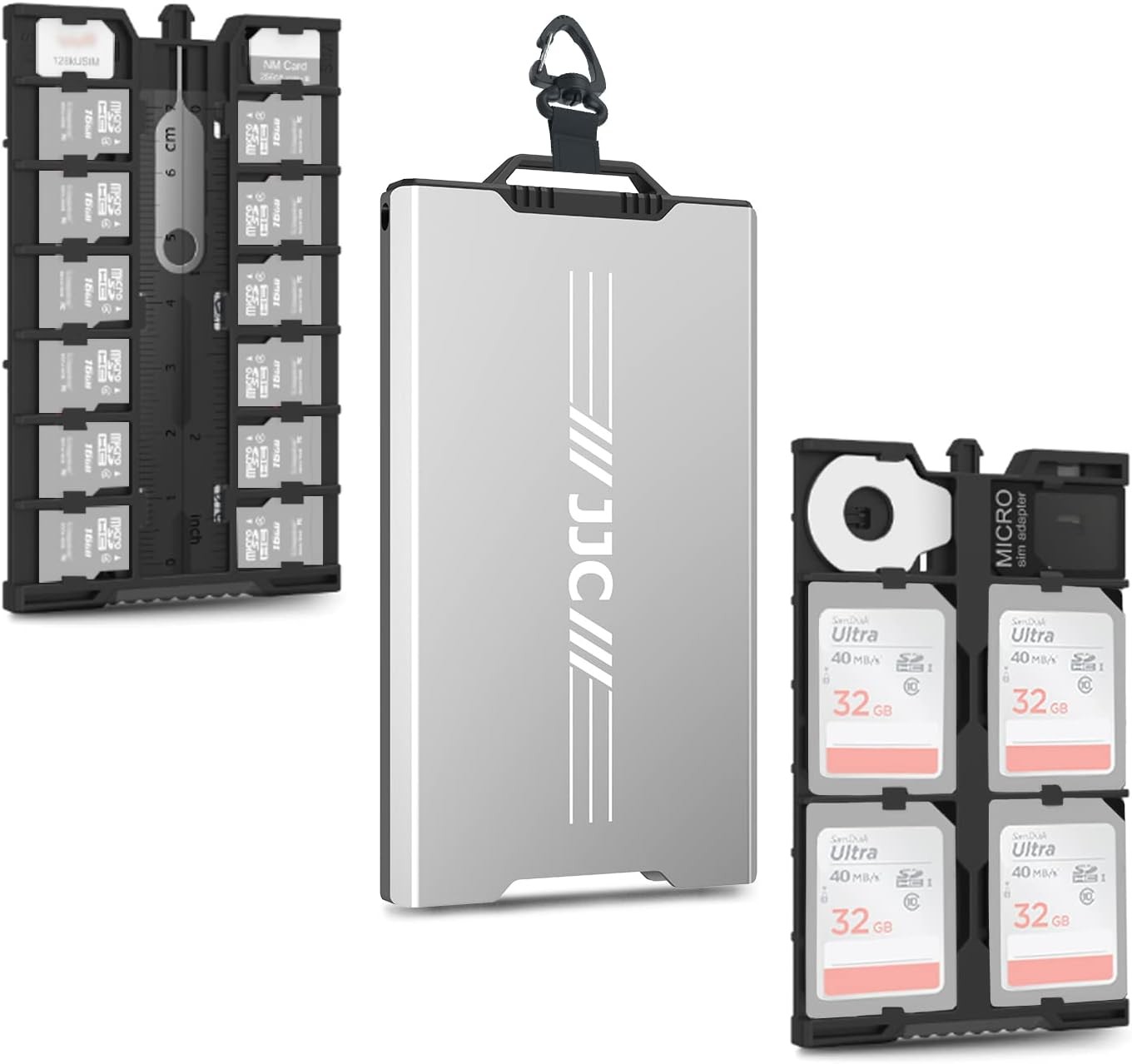 Aluminum Memory Card Case Slim for 4 SD,12 Micro SD TF MSD,2 Nano SIM/NM
