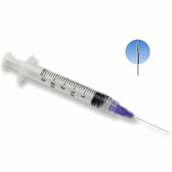 Endo Irrigation Needle & Syringe Kit 30Ga 3cc Purple w/Half-Cutting Tip 100/Box