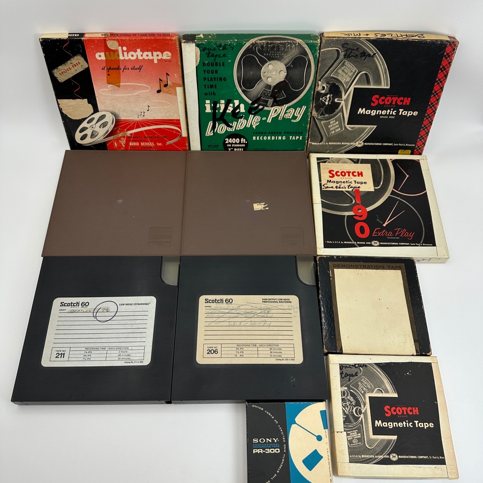 Scotch Sony Audiotape Reel to Reel Magnetic Tape Lot 11pc 7" 5" 3" Not Tested
