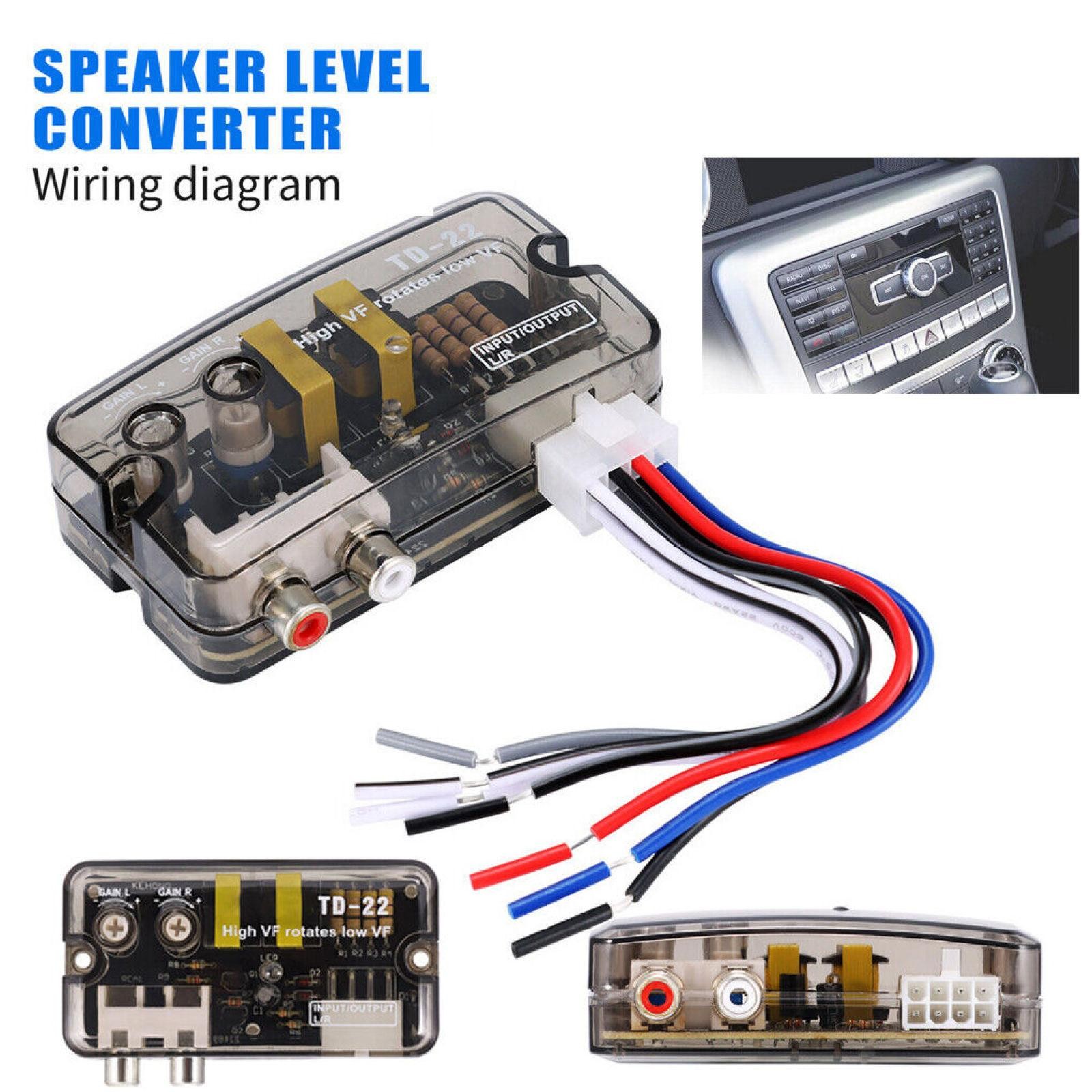 12V Car Stereo Speaker Output to RCA Output Adapter Speaker Level Converter