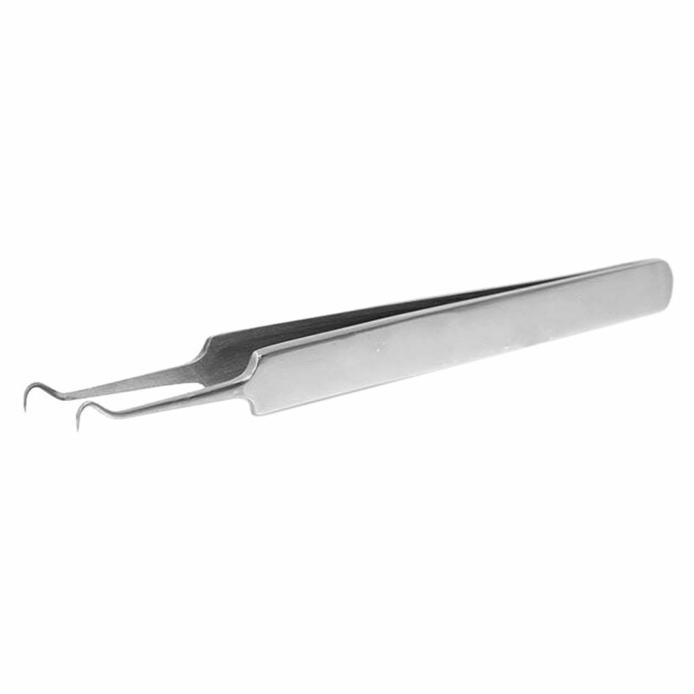 Morezmore M01177 1pc Clip Bend Needle Tweezers 8.6cm for Miniature Craft Work