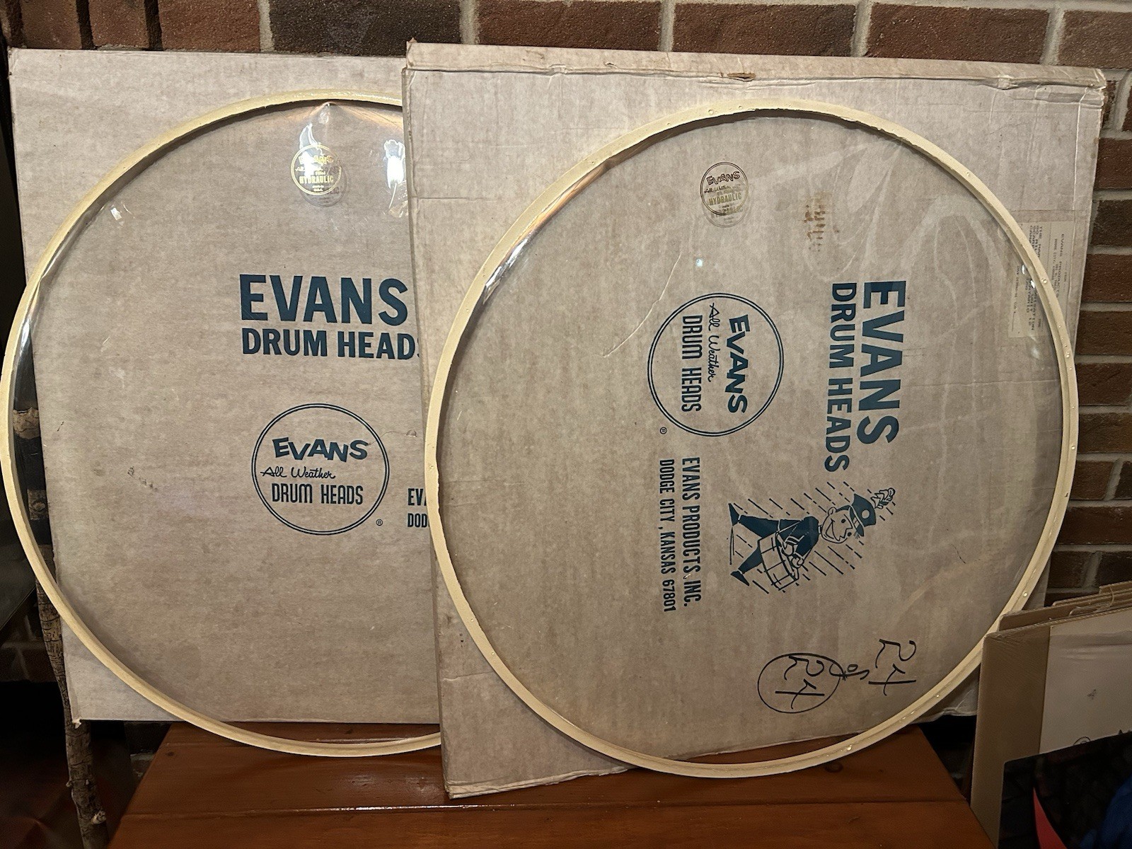 Lot Of 2 Vintage Evans NOS 28 Inch Bass Drum Heads