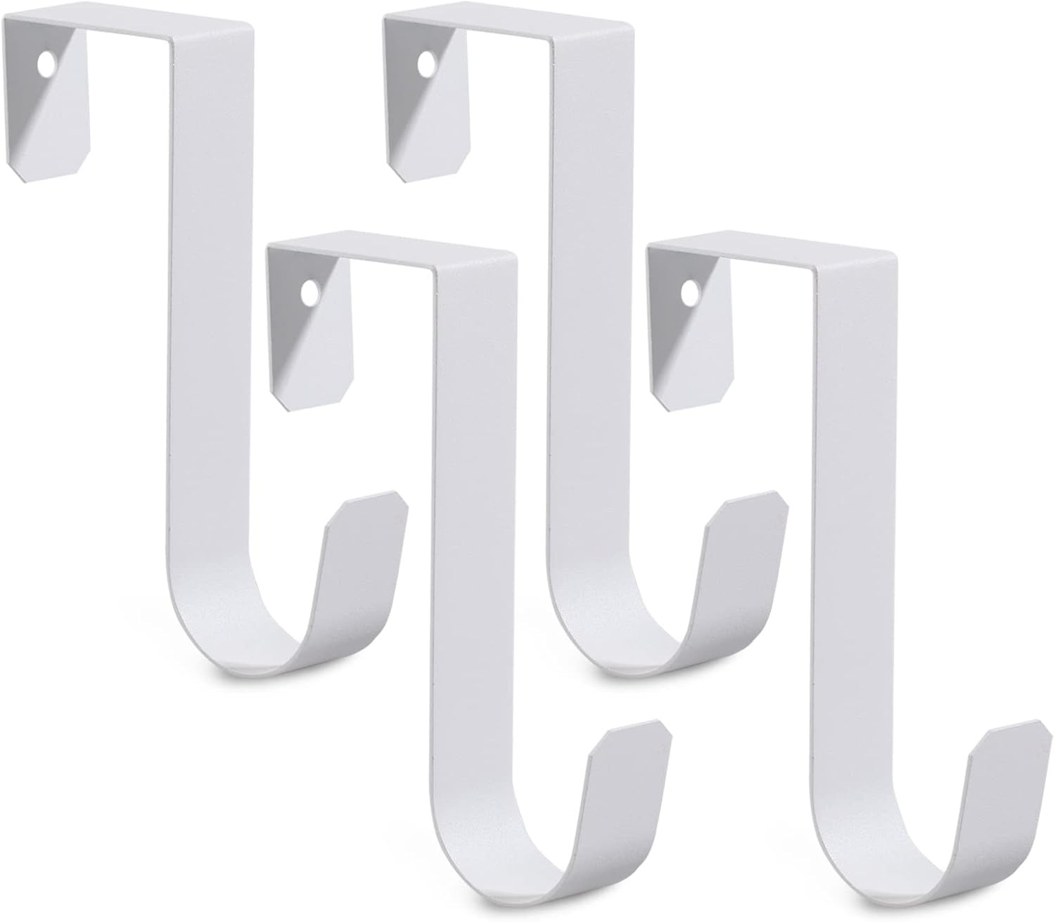4 Pack over the Door Hooks, Sturdy Metal Single over Door Hooks, White Door Hang
