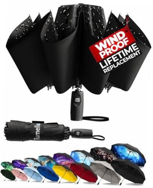 Reverse Folding Windproof Umbrella, Large 46", Strong & Light | A. Black