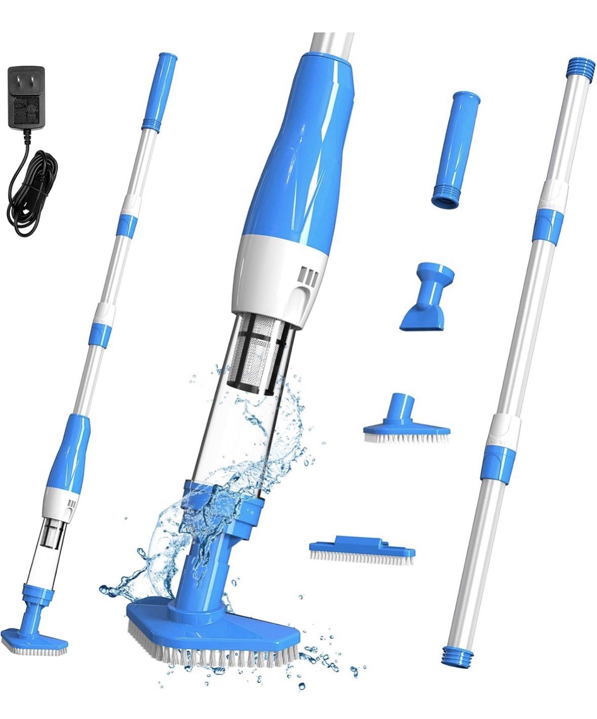 4 in 1 Cordless Rechargeable Small Pool Vacuum spa hot tub 90 Mins ice blue