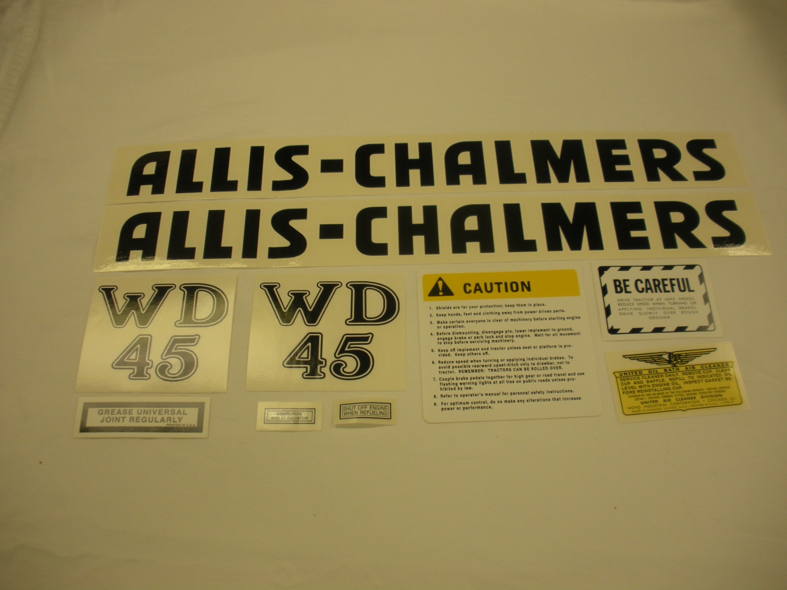 Allis Chalmers WD45 Tractor Decal Set Black NEW FREE SHIPPING