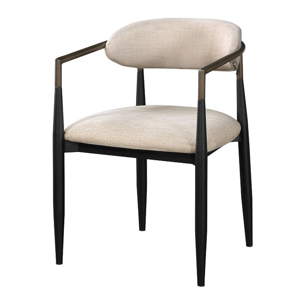 Jaramillo Arm Chair (Set-2) Beige Linen & Black