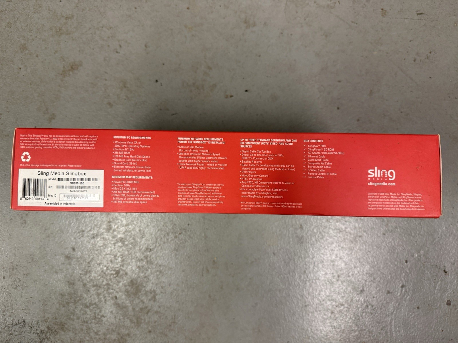 Slingbox PRO SB200-100 HD-Ready Box Multiple Inputs Ethernet Red/Black/Silver