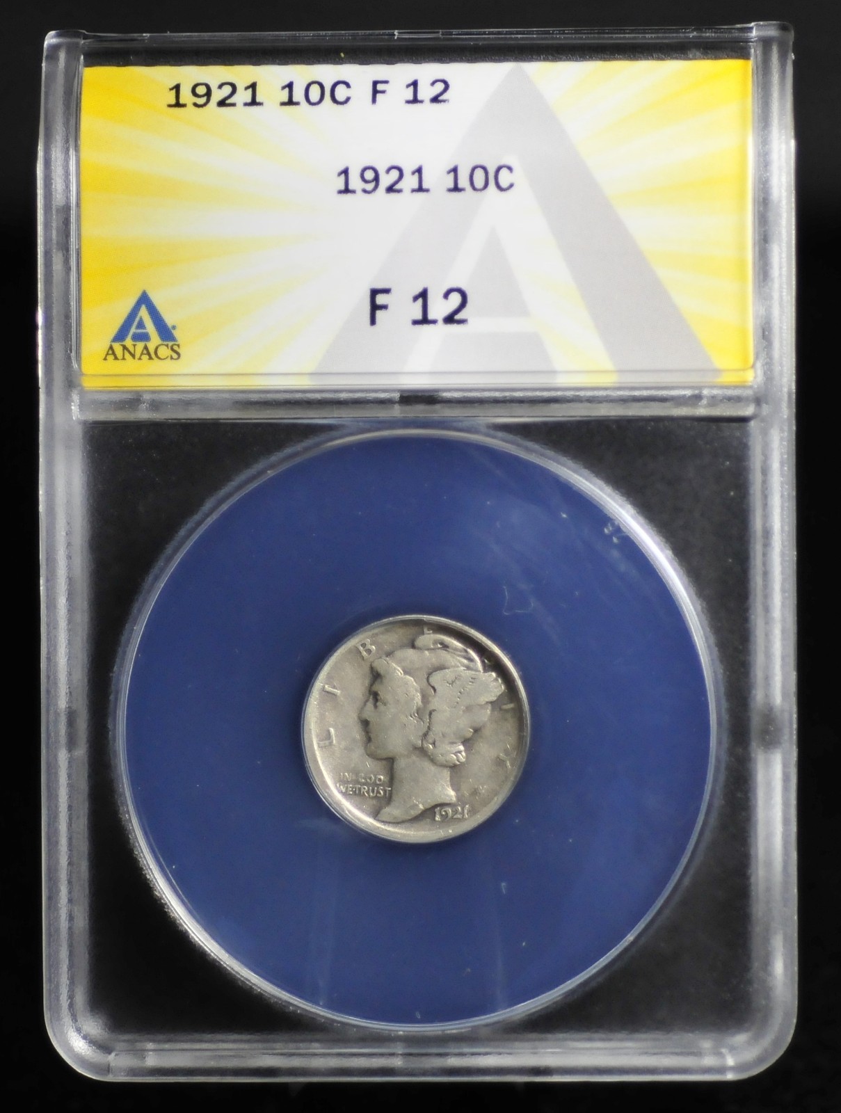 1921 ANACS F12 Mercury Dime