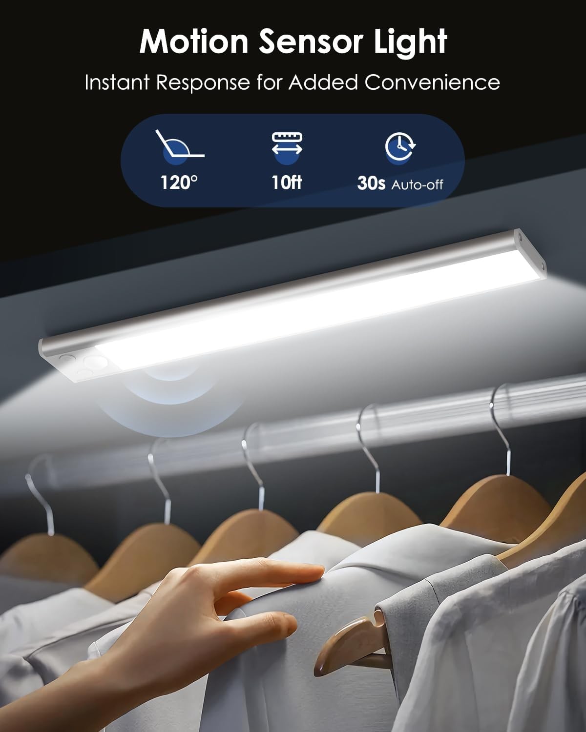 VERRON 14IN UNDER CABINET LIGHTING 3200MAH BATTERY POWERED CLOSET LIGHTS 3-PACK