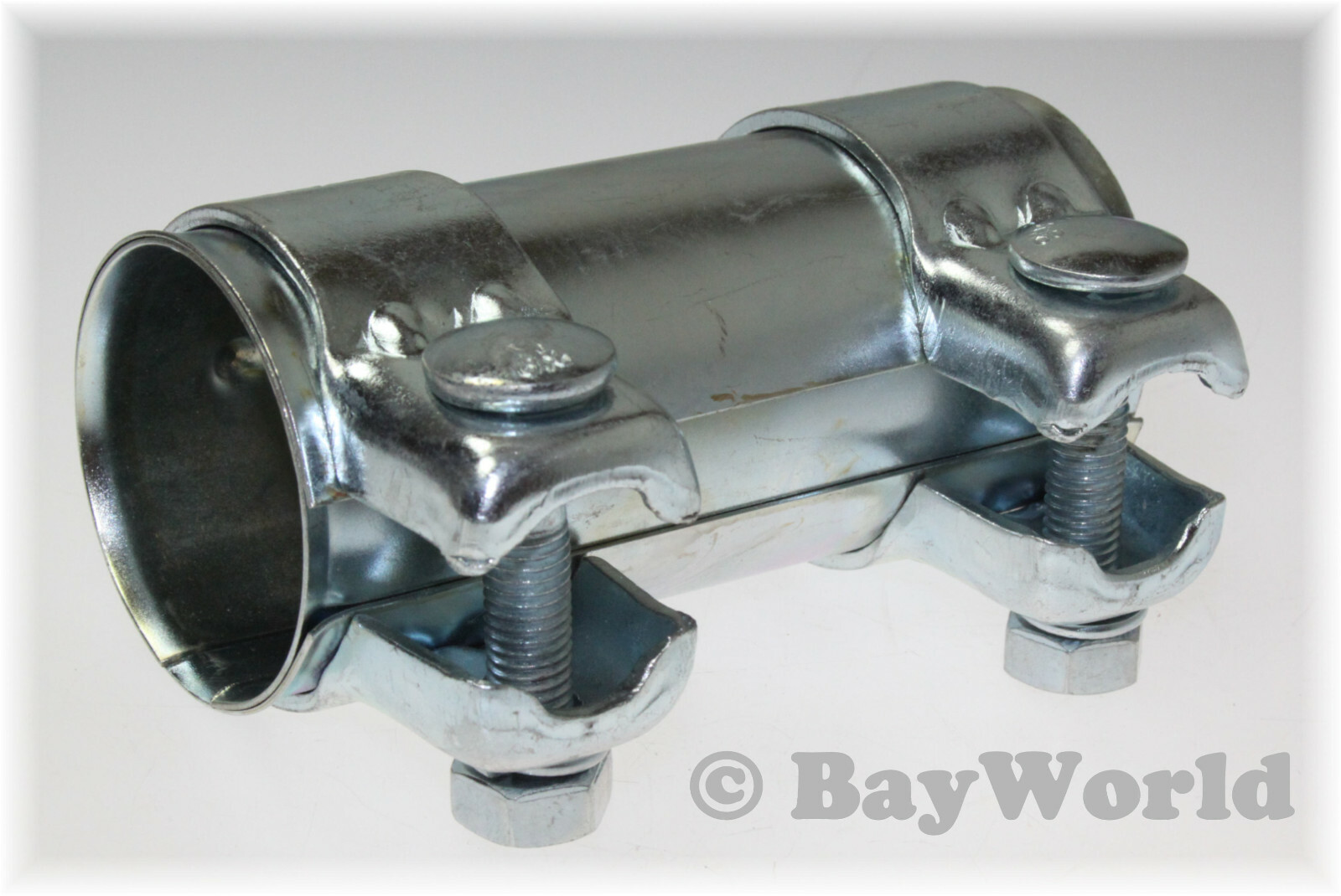 1pc Exhaust Universal V2A Pipe Connector Stainless Steel 60x64.5x125mm Double Clamp