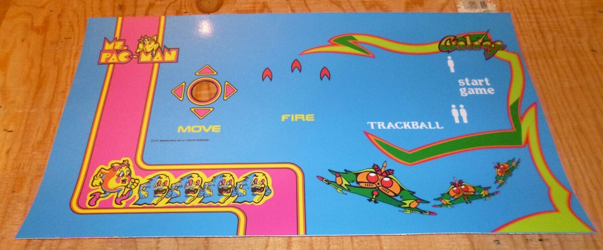 Multicade Ms Pac Man Galaga Reunion Control Panel Overlay  trackball