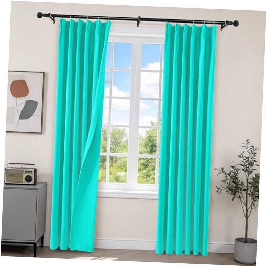 Pinch Pleated Blackout Curtains 84 40"W x 84"L (Pack of 2) Turquoise Green