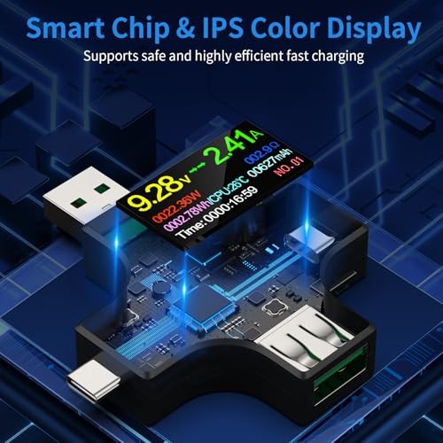 USB C Tester Power Meter 2 in 1, Digital Multimeter 3.6-32V 0-8.0A Voltage