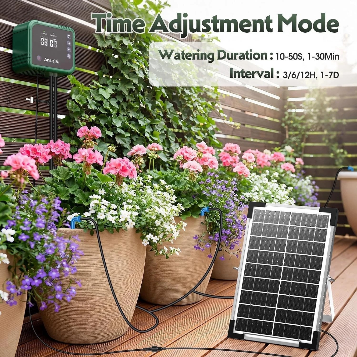 8W Solar Drip Irrigation System for Gardens, DIY Automatic Drip Kit, Supports...