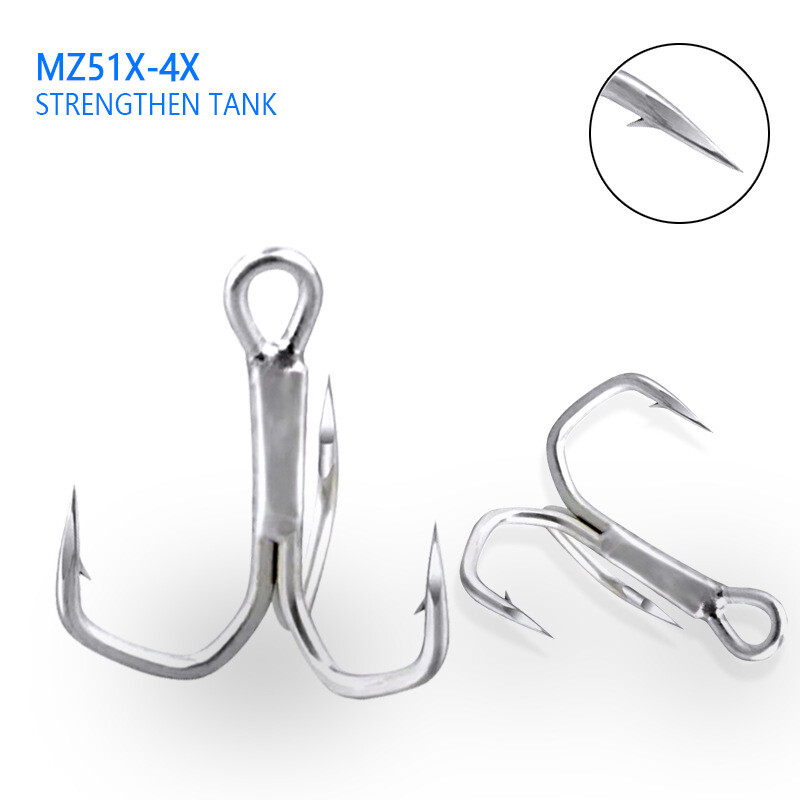 Treble 4X Strong Hook High Carbon Steel Classic Round Bend Triple Fishing Hooks