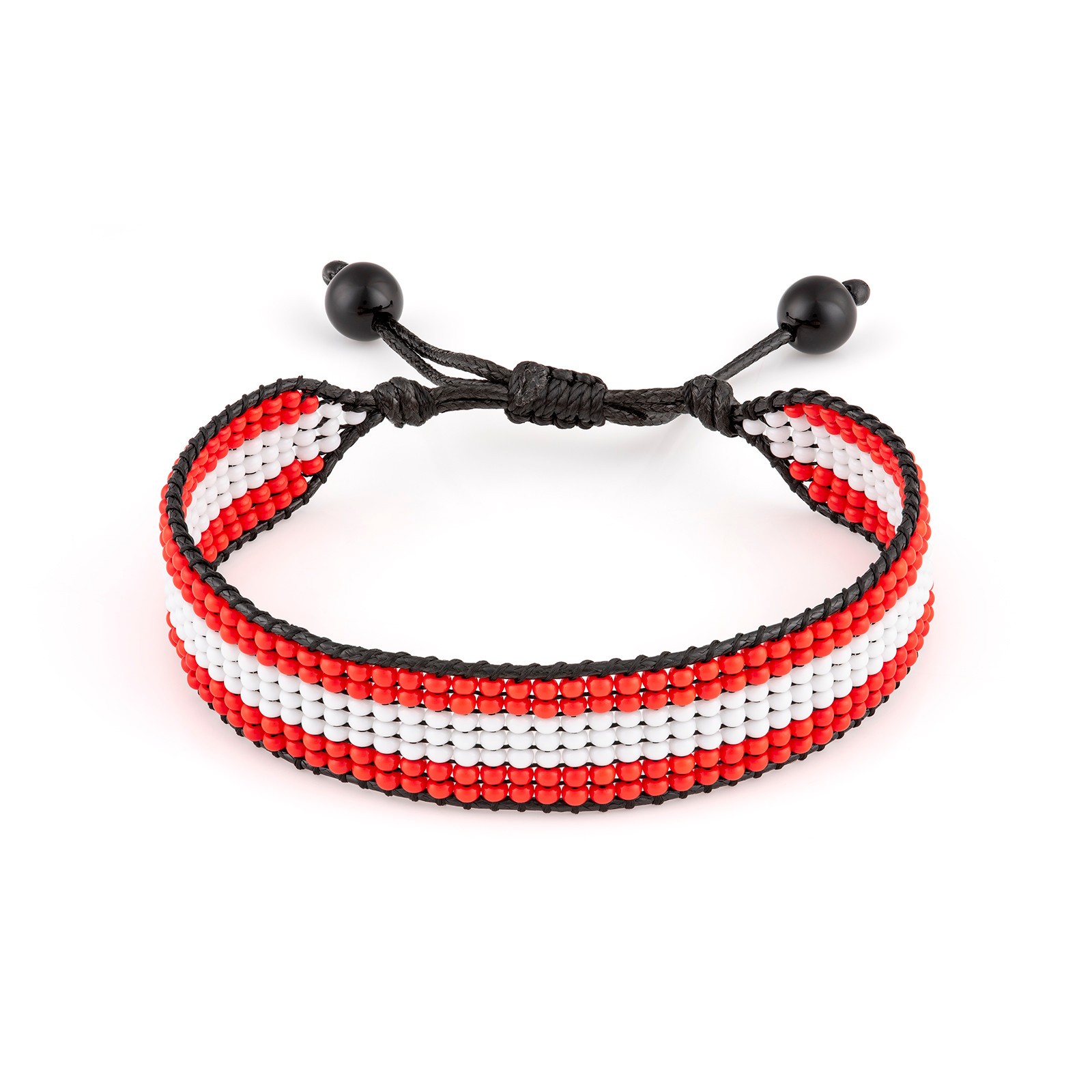 Austria Flag Bracelet: Adjustable Beaded String Bracelet, Handmade Boho Jewelry.