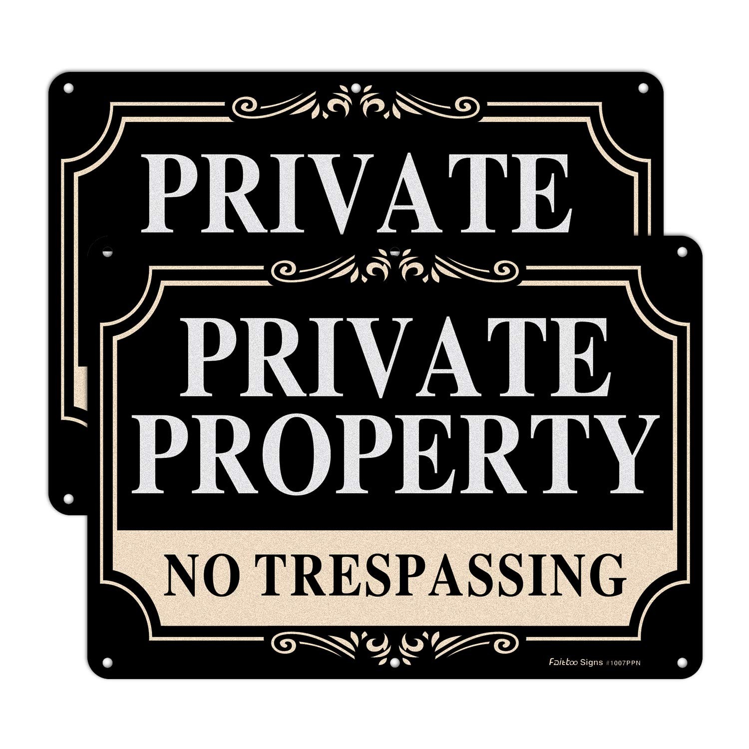 2 Pack No Trespassing Signs Private Property,10x7 Inch Rust Free Aluminum Metal