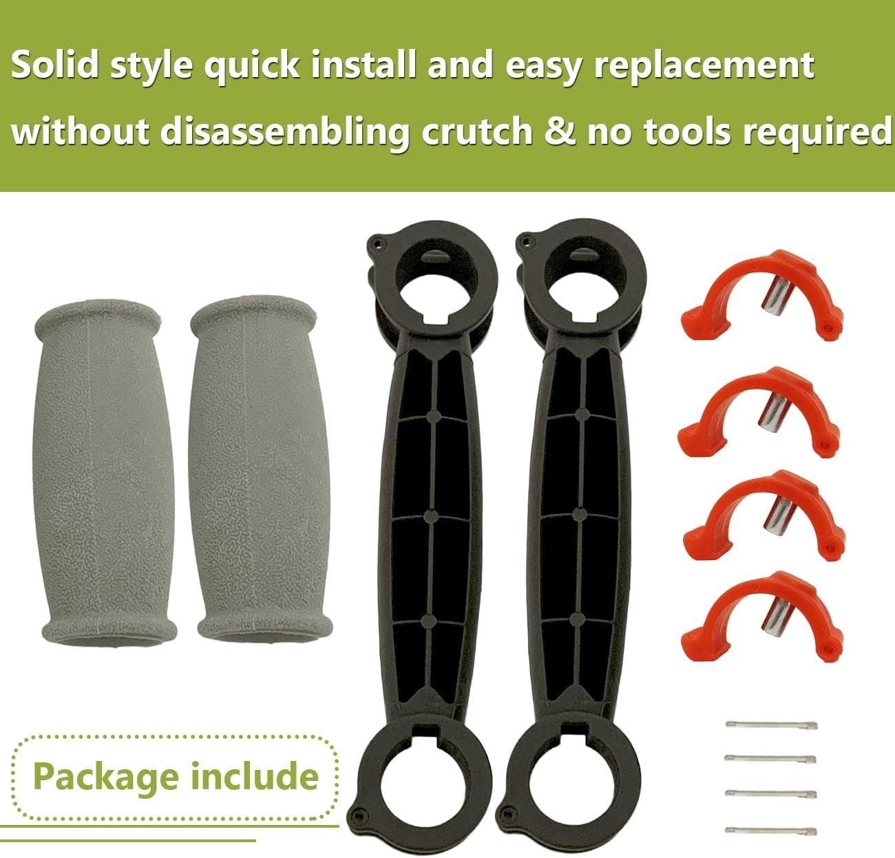 Crutch Solid Hand Grips Kit - 2 Durable Replacement Handles for Comfort & Safety
