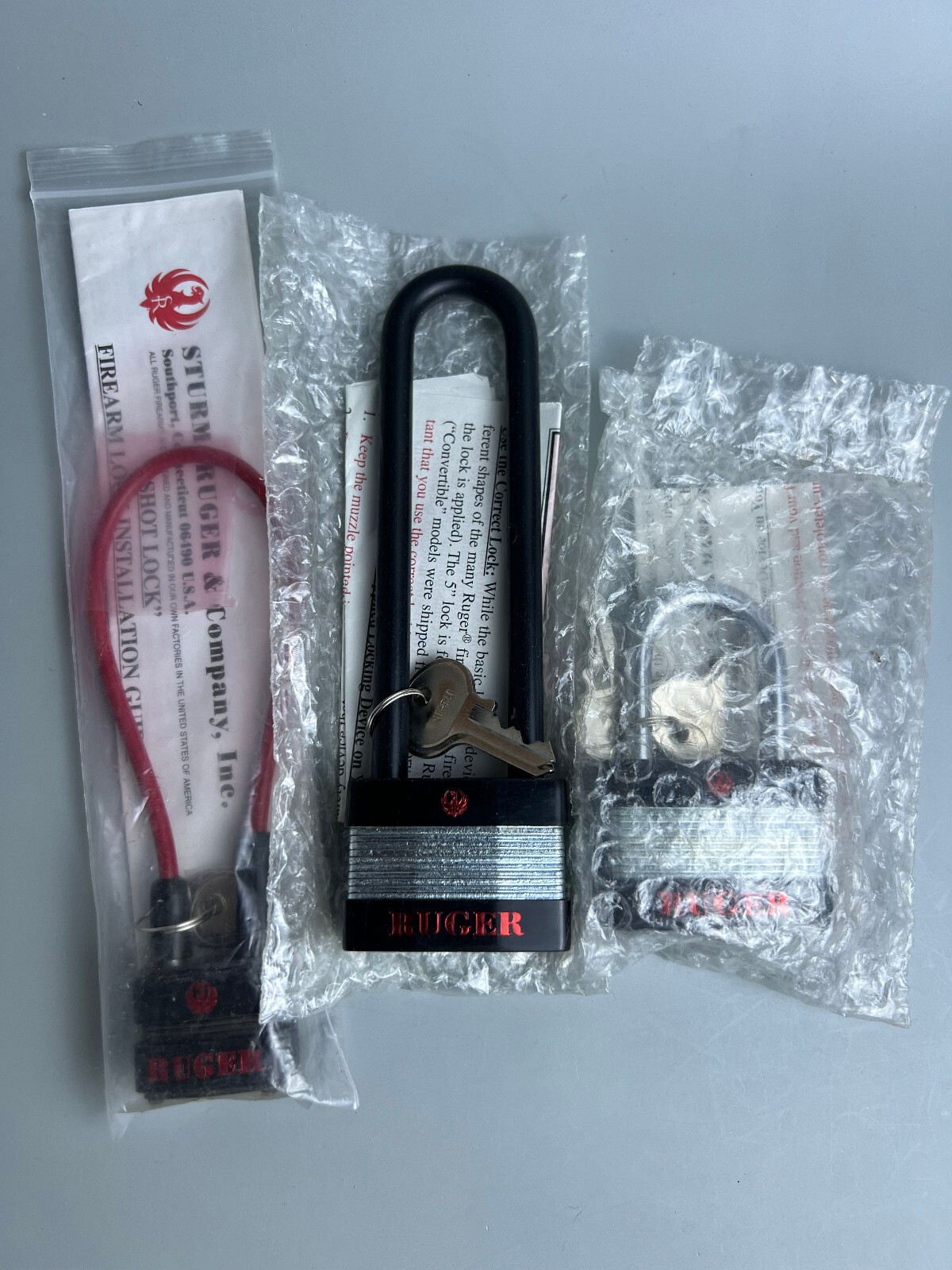 Lot Of 3 Ruger Gun Locks 1 Cable Style And 2 Padlock Style Both All New