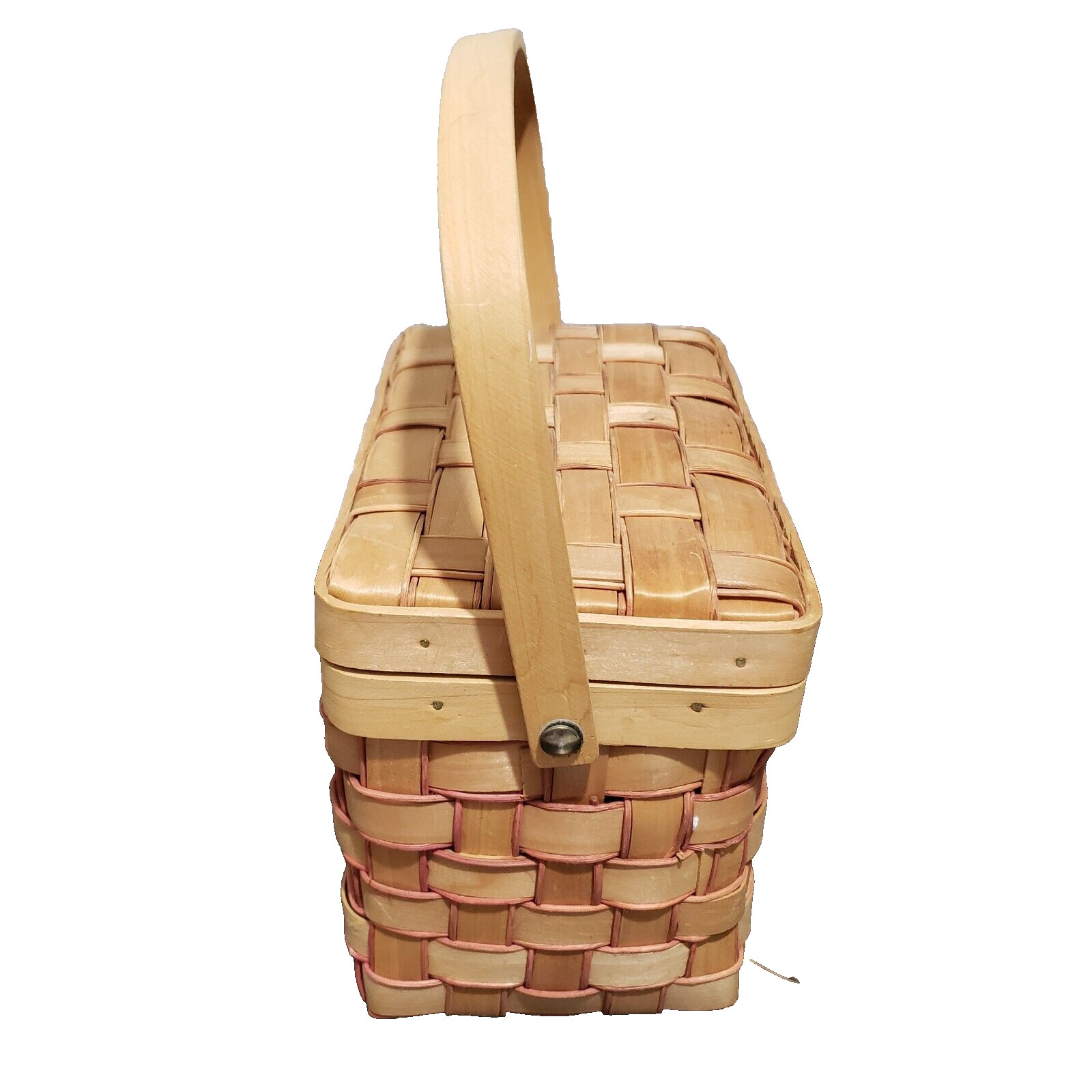 Rectangular Woven Cover Basket with flexible One Handle 6"H x9"W x 5"D