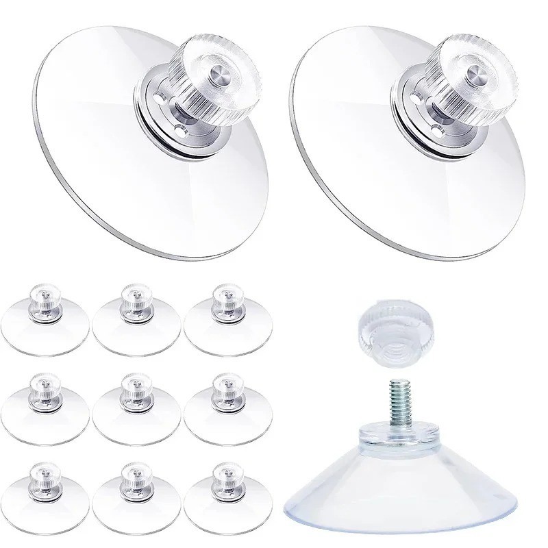 10PCS Strong Suction Cups with M4 Screw Rod Knurled Hook Clear Kitchen Glass USA