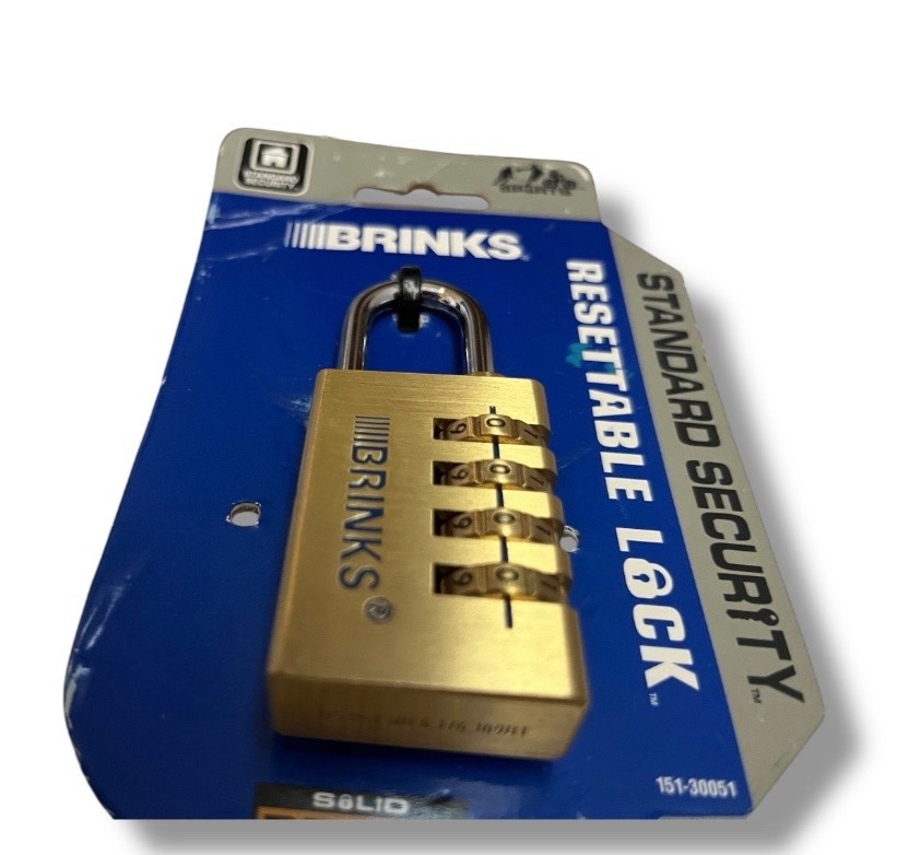 Padlock BRINKS Solid Brass 4-Dial Resettable Padlock Chrome Plated Combination