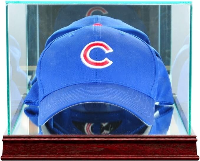 Baseball Hat Display Case Cherry Wood UV Glass MLB Autograph Cap US Holder Frame