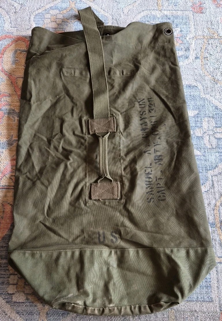 1950s Military Barrack Bag Duffle  Laundry Bag USA US Military Vintage Stencil